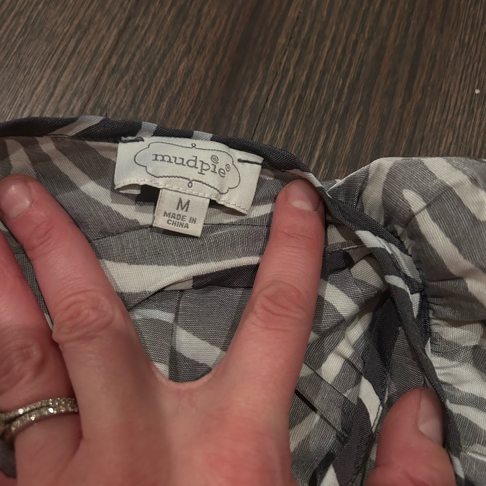 Mud Pie Gray and White Striped Women's Blouse